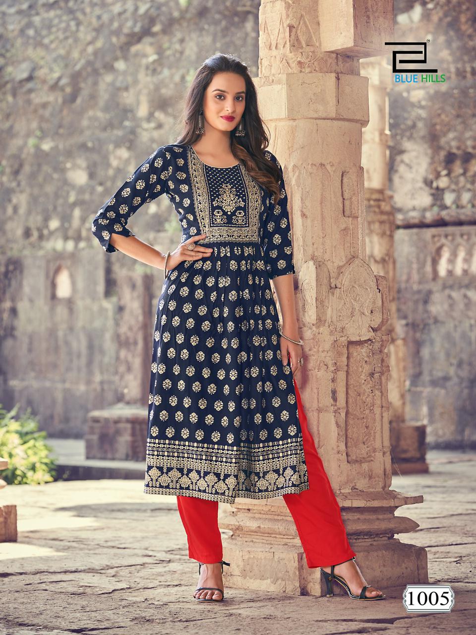 Blue Hills Divine Heavy Rayon Printed Kurtis Catalog
